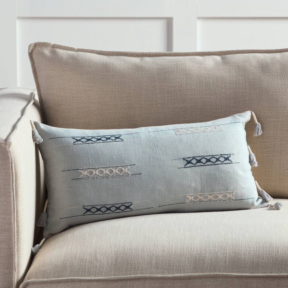 Jaipur Living Seloupe Tribal Light Blue/Cream Poly Fill Pillow 13"X21" Lumbar