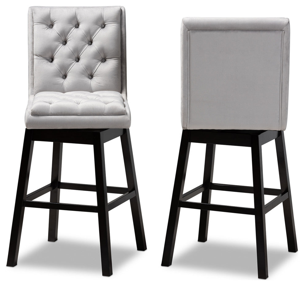 Hempstead Gray and Espresso Brown Finish 2-Piece Swivel Bar Stool Set