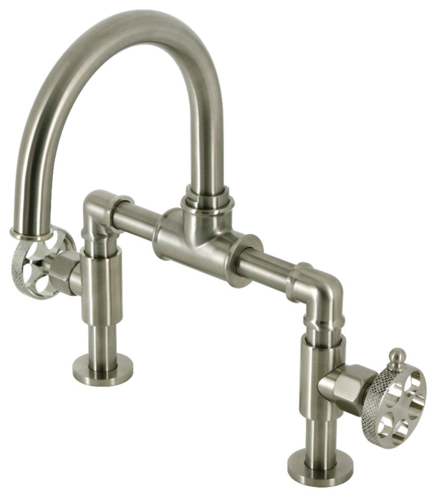 Kingston Brass KS2178RKX Bridge Bathroom Faucet With Push Pop-Up, Brushed Nickel