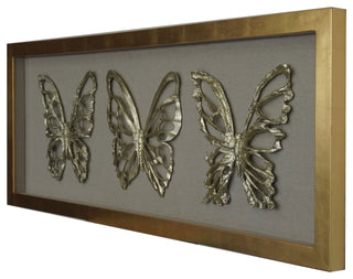 Wood Carving Butterfly Trio Shadow Box Wall DÃ©cor