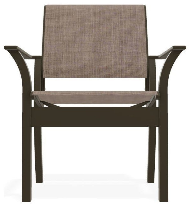 Leeward Sling Stackable Outdoor Dining Chair, Augustine Fennel/Beachwood