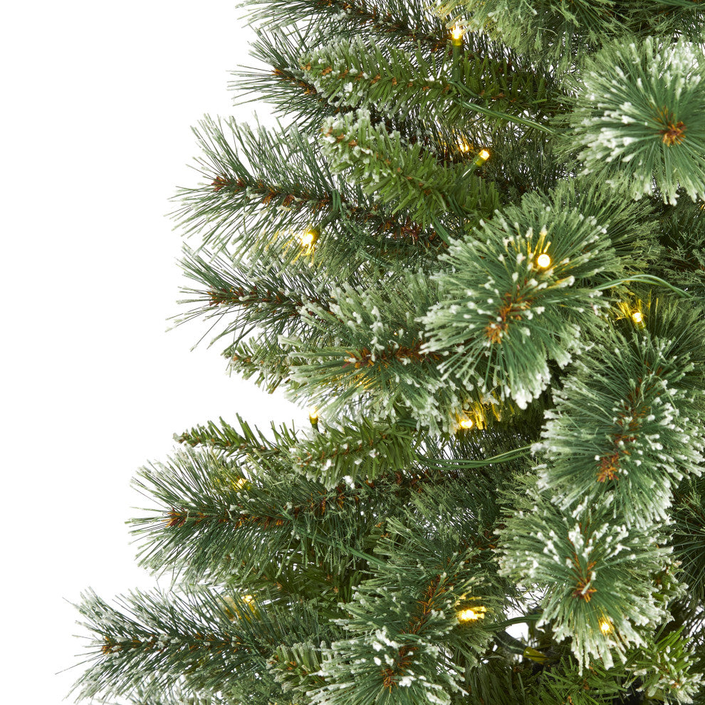 5' Wisconsin Slim Snow Tip Pine Faux Christmas Tree With 150 Clear LED Lights