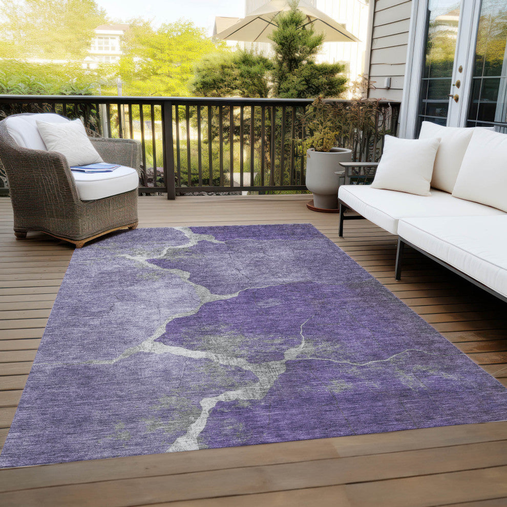 Machine Washable Indoor/Outdoor Chantille ACN1889 Purple 9' x 12' Rug