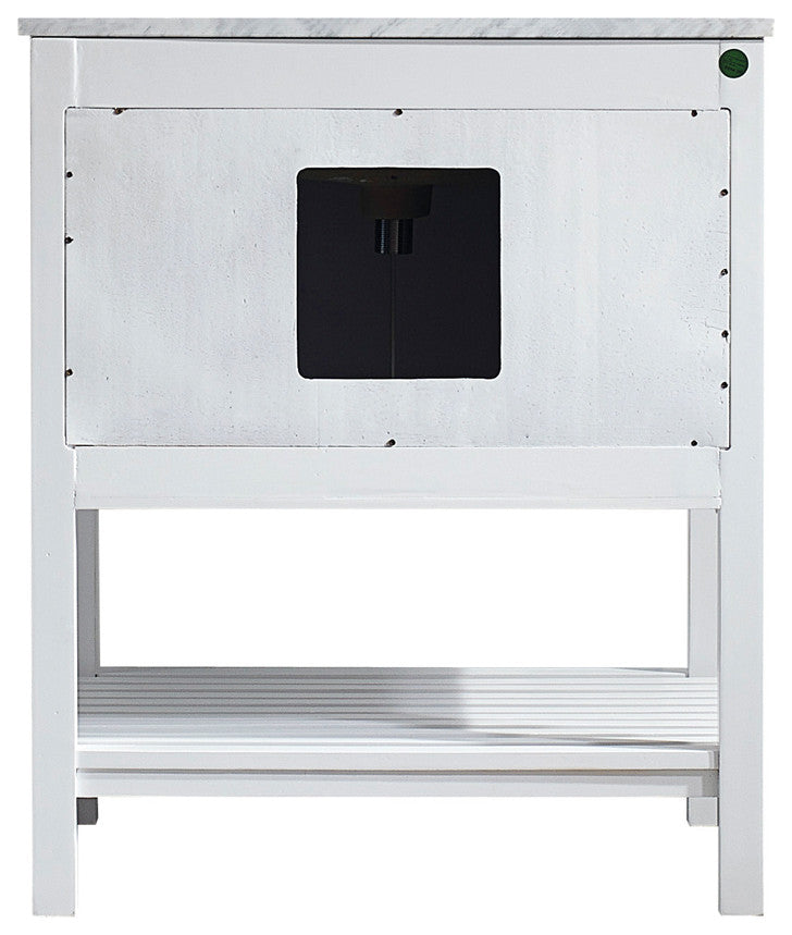Florence 30" Single Vanity Carrara Marble, White, Without Mirror