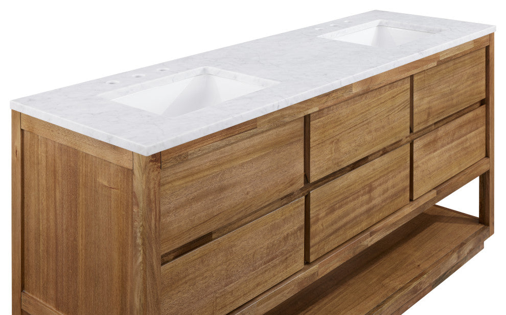 Oakman Marble Top Vanity in Mango Wood, 72