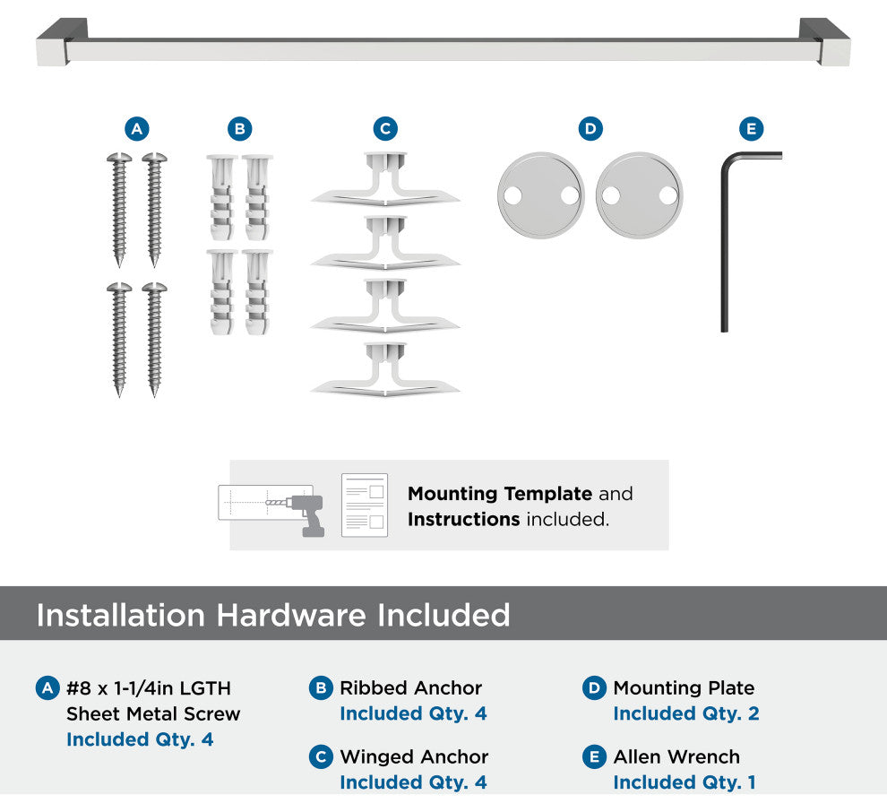 Amerock Monument Contemporary Towel Bar, Chrome, 24" Center-to-Center