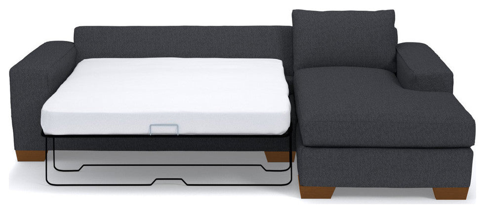 Apt2B Melrose 2pc Sectional Sleeper, Cobalt Velvet, Innerspring Mattress, Rt Chs