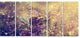 Blue Butterfly And Purple Flowers, Large Floral Canvas Print, 60"x28", 5 Panels