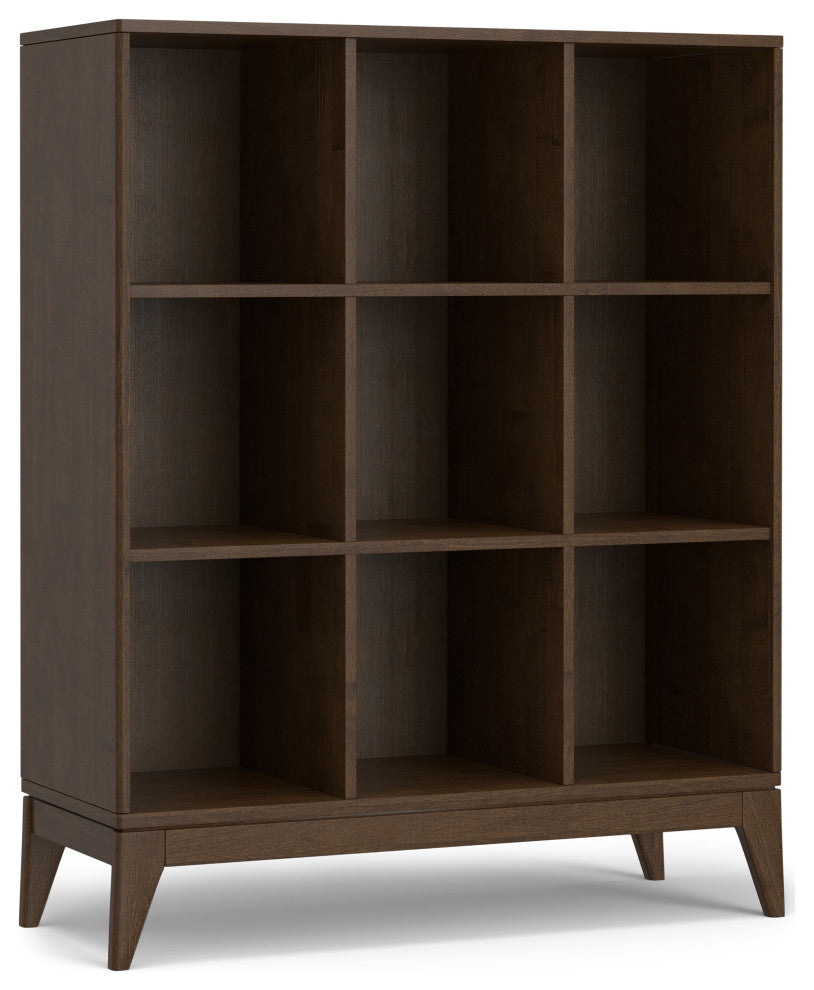 Harper Solid Hardwood 9 Cube Storage, Walnut Brown