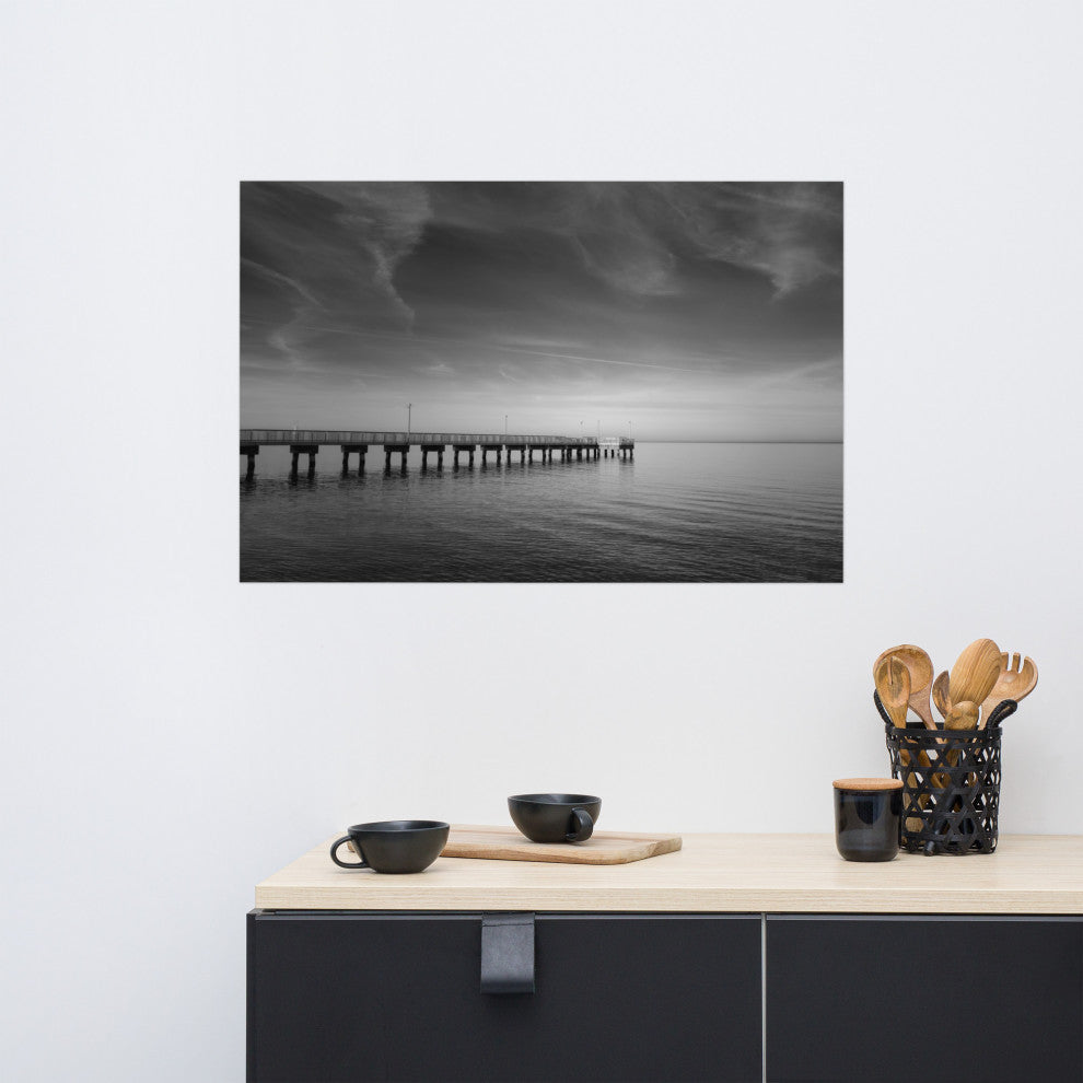 End of the Pier Landscape Photo, Beach Unframed Wall Art Print, 24" X 36"