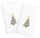 Christmas Tree, Embroidered Luxury Denzi Hand Towels, Set of 2, White