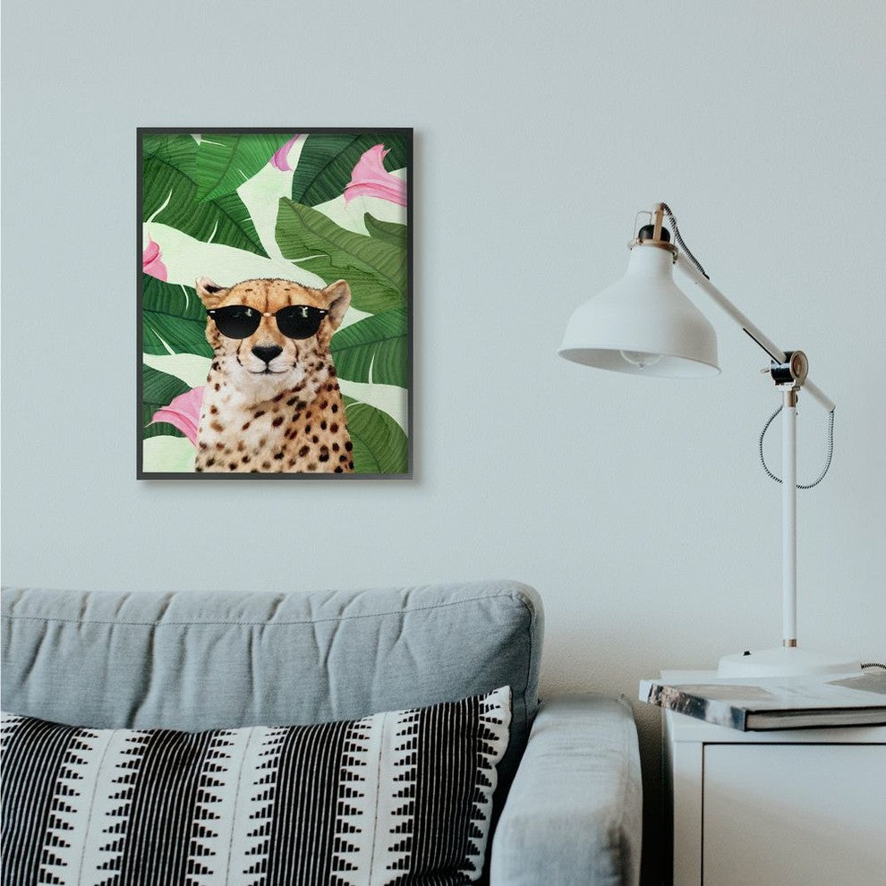 Stupell Industries Fashion Cheetah Funny Flower Tropical Painting, 24 x 30
