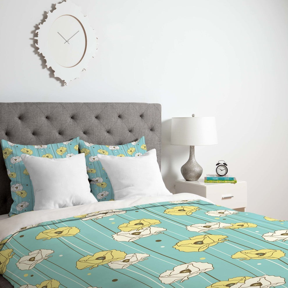 Deny Designs Heather Dutton Blue Poppy Field Duvet Cover - Lightweight