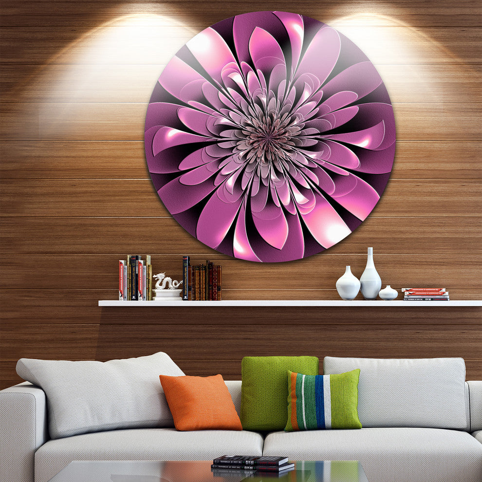 Glittering Lush Purple Fractal Flower, Floral Disc Metal Wall Art, 36"