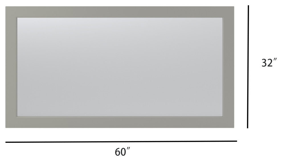 Rectangular MDF Framed Wall Mounted Bathroom Mirror, Grey
