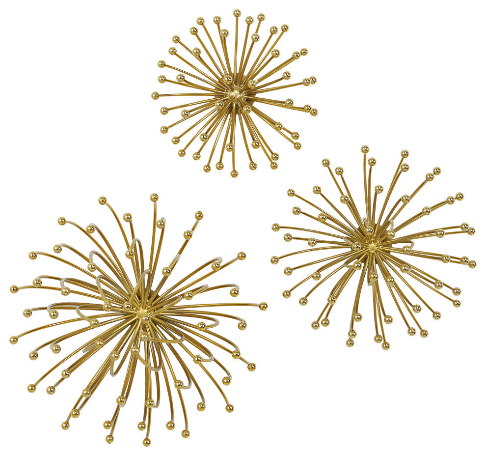 Uttermost Aga Gold Metal Wall Decor, 3-Piece Set