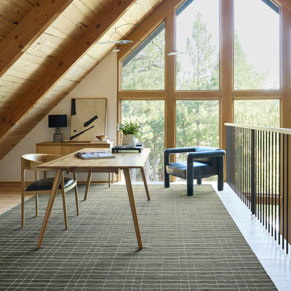 Charlie Plaid Wool Area Rug, Green 9'x12'