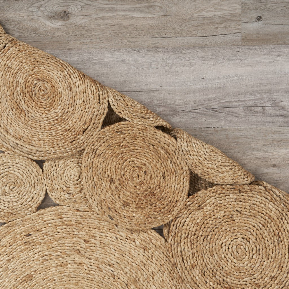 4" Round Natural Tan Orbital Area Rug