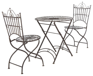 Safavieh Belen Bistro Set, One Table and Two Chairs Black Rust