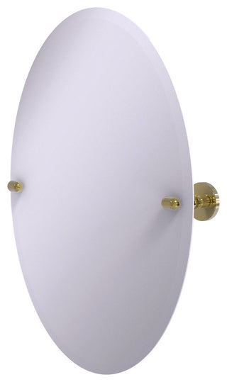 Frameless Oval Beveled Edge Tilt Mirror, Unlacquered Brass