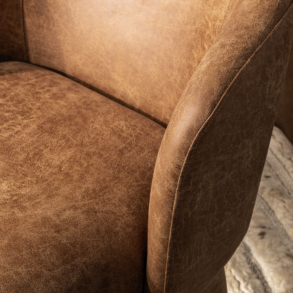 Halstead Upholstered Fabric Dining Chair, Cognac Leather