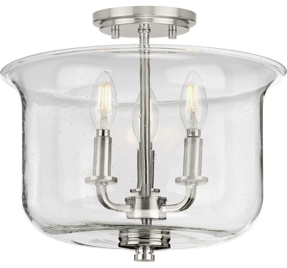Winslett Collection Brushed Nickel 3-Light Semi-Flush Convertible