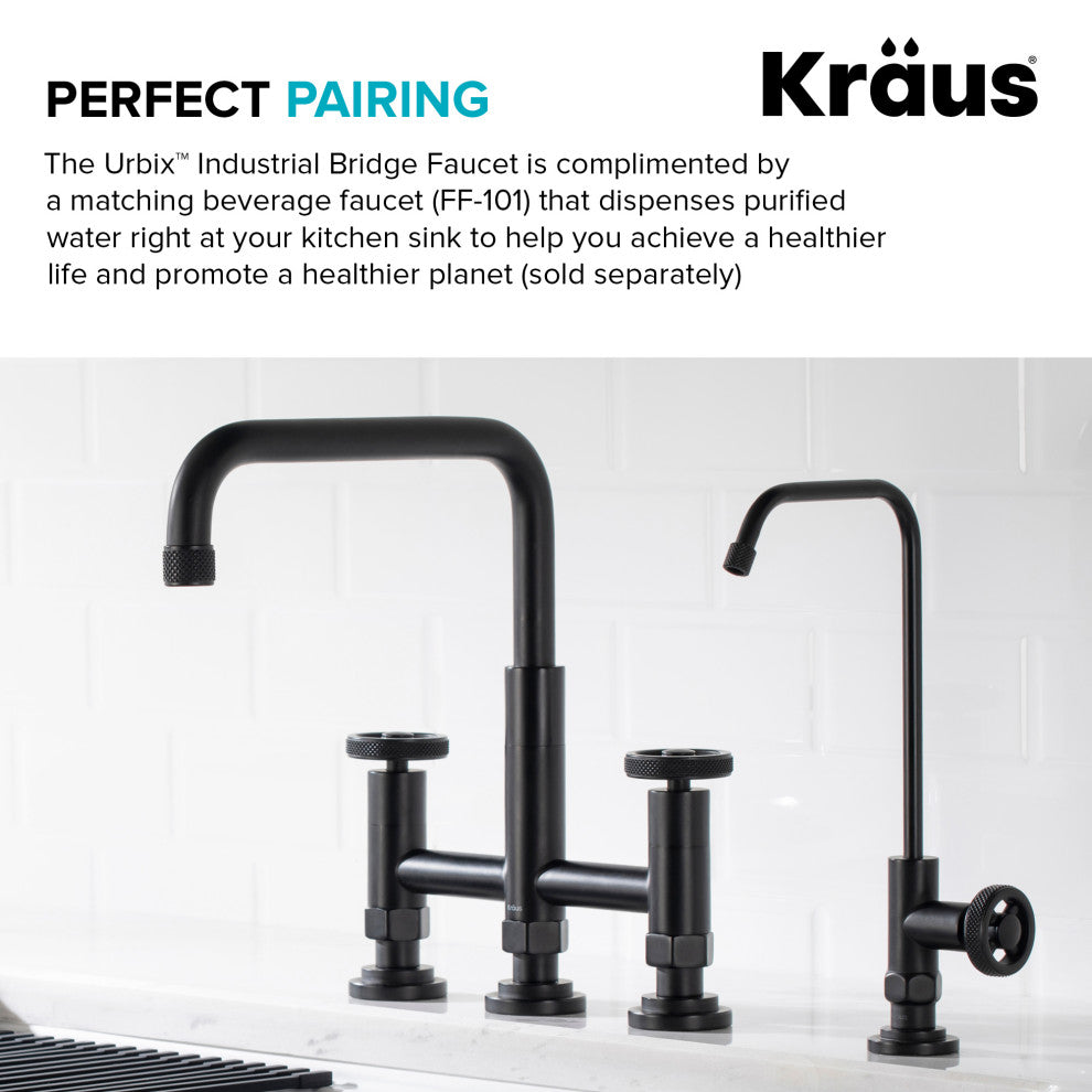 Urbix Bridge Kitchen Faucet, Matte Black