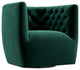 Rose Mid-Century Modern Tufted Back Velvet Swivel Chair  in Green