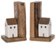 Wood House Bookend, Set of 2