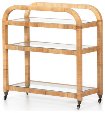 Dory Bar Cart, Honey Rattan