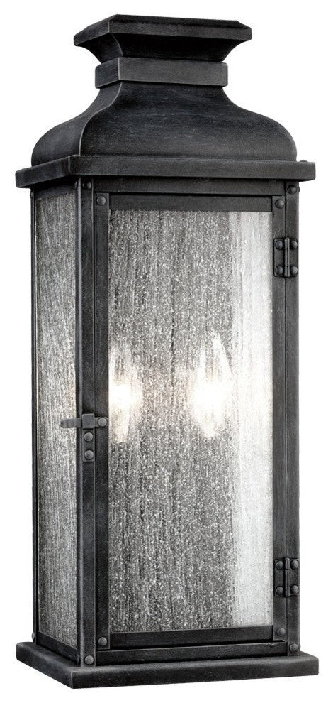 2-Light Outdoor Sconce, Dark Weathered Zinc