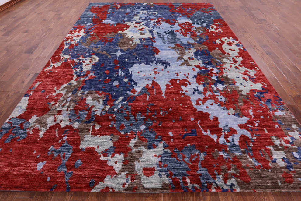 Modern Hand Knotted Wool Rug 9' 0" X 12' 3" Q8577