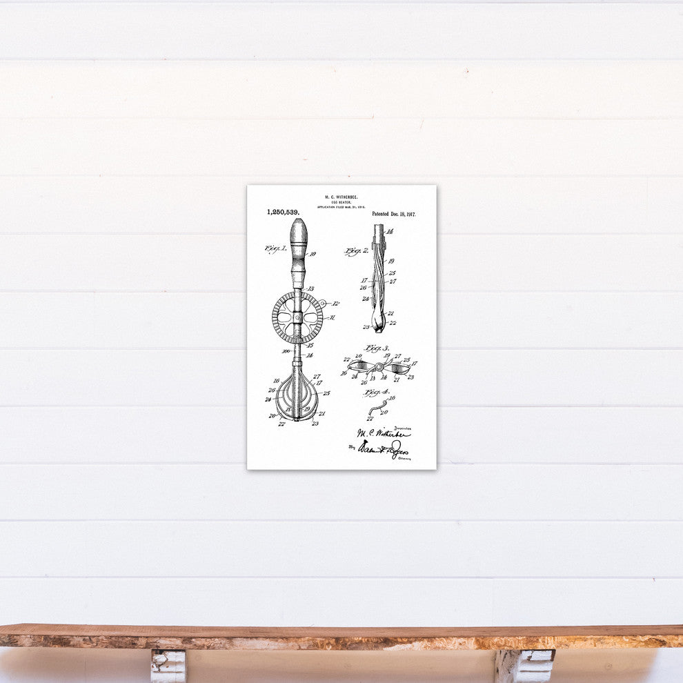 Vintage Egg Beater Patent 20"x30" Print on Canvas