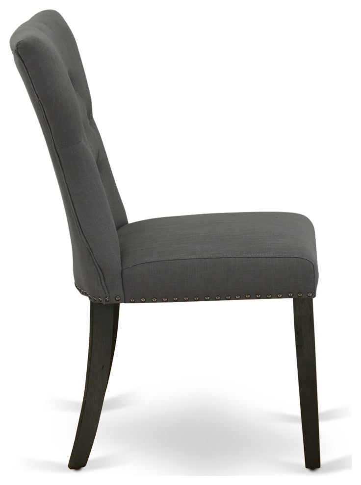 5Pc Dining Set, Black Breakfast Table, 4 Dark Gotham Grey Chairs