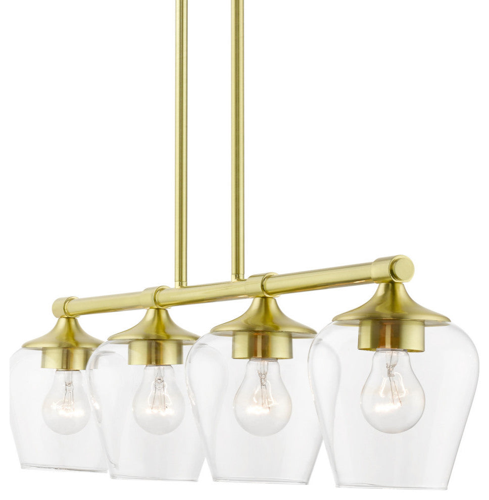 Willow 4 Light Satin Brass Linear Chandelier