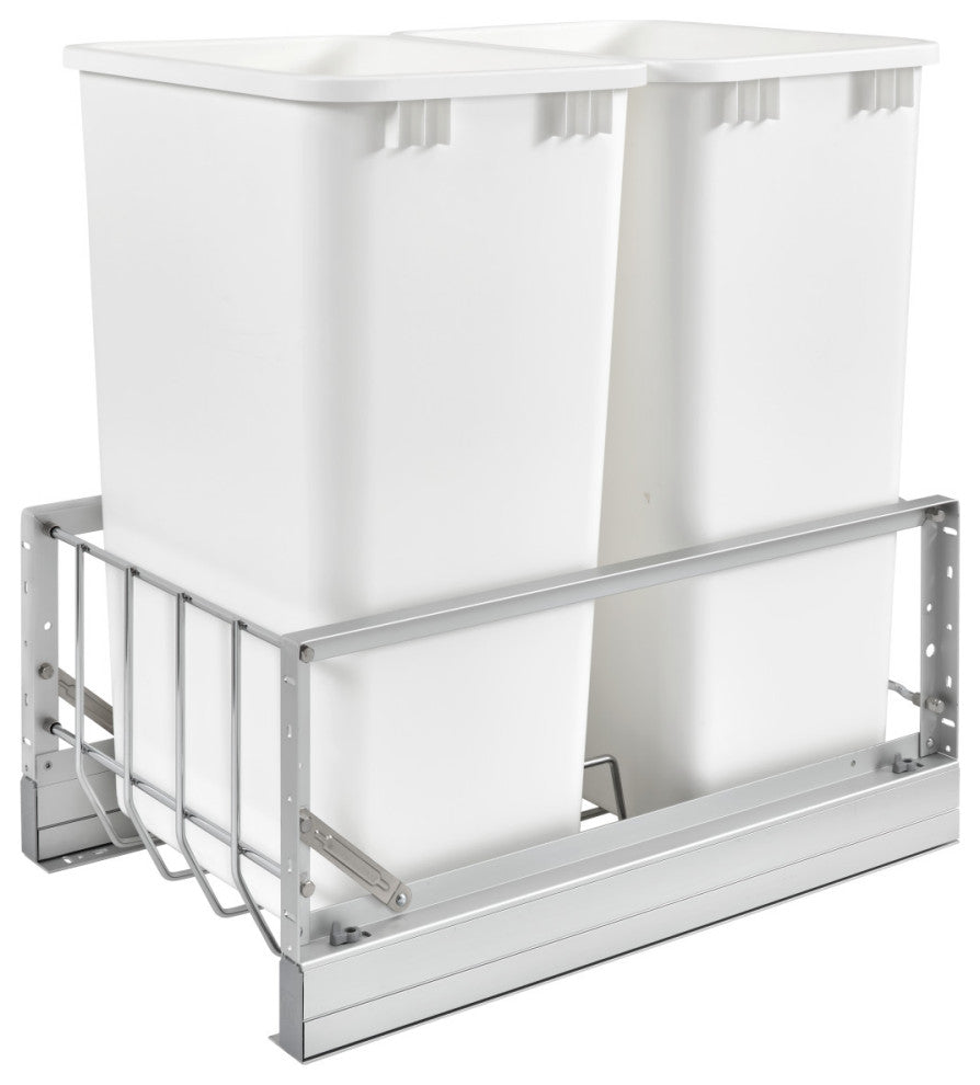 5349 Double 50 Qt Bottom Mount Waste Cntr Aluminum Rev-A-Shelf 5349-2150DM-2