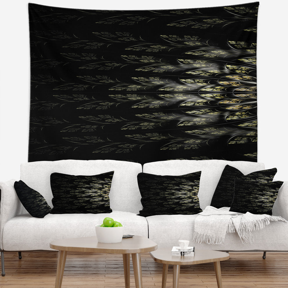 Glowing Symmetrical Fractal Flower Abstract Wall Tapestry, 80"x68"