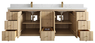 Atlanta Oak 84" Double Sink Bath Vanity, White 2" Empira Quartz