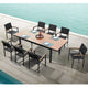 Carlo Extend Imitated Wood Outdoor Dining Set for 8, Patio Party Furniture