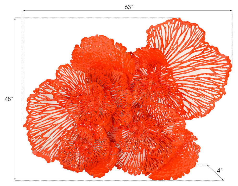 Flower Wall Art, Coral, Large