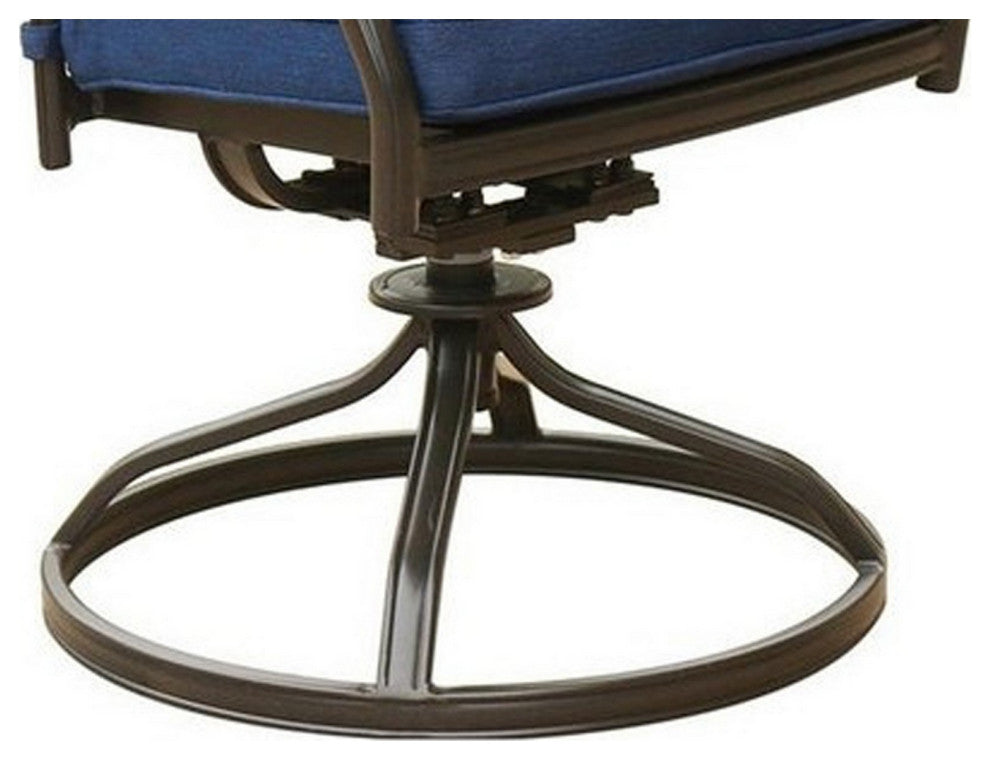 Benzara BM284153 Modern Patio Dining Swivel Chair With Cushion, Set of 2, Blue