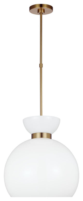 Londyn Round Pendant, Burnished Brass with Milk White Glass