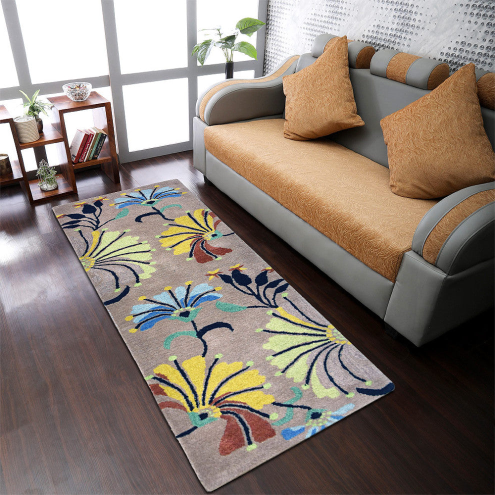 HAND TUFTED WOOL ECO-FRIENDLY AREA RUGS ECO-FRIENDLY AREA RUGS -  Camel, Floral