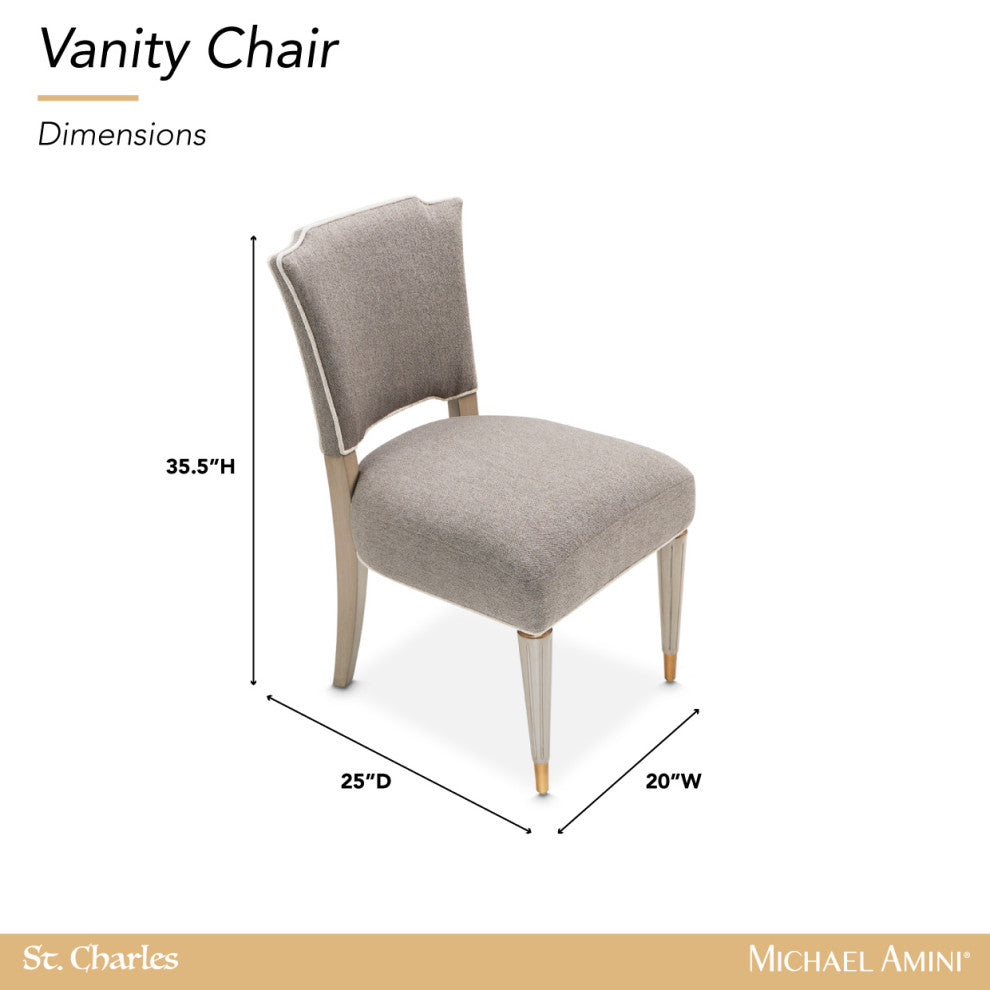 St. Charles Chenille Vanity Chair, Dove Gray
