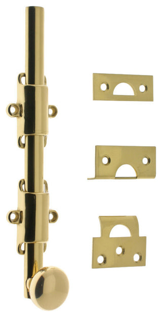 Genuine Solid Brass 8" Heavy Duty Surface Bolt, Polished Brass