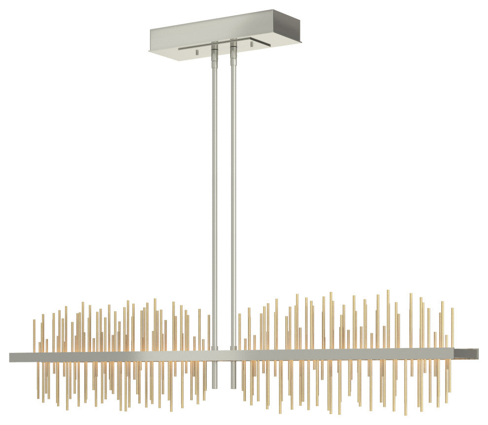 Gossamer Large LED Pendant, Sterling Finish, Modern Brass Accents
