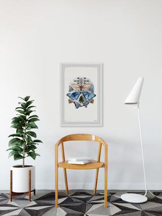 "Half Butterfly Skull" Framed Painting Print, 30"x45"