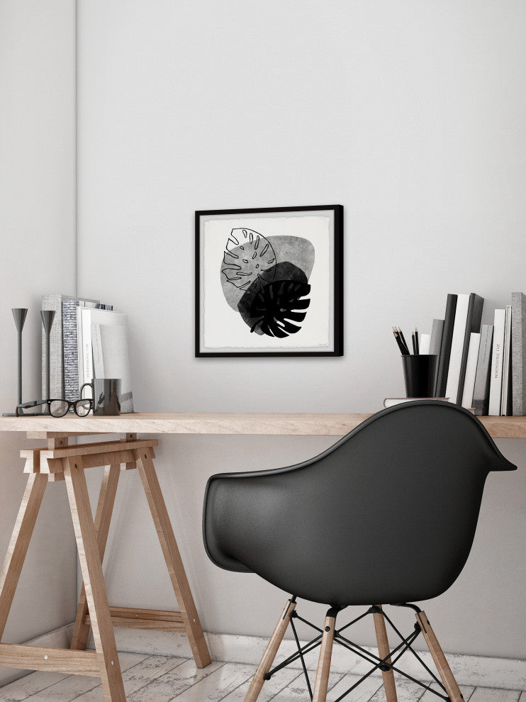 "Monstera Shadow" Framed Painting Print, 32x32
