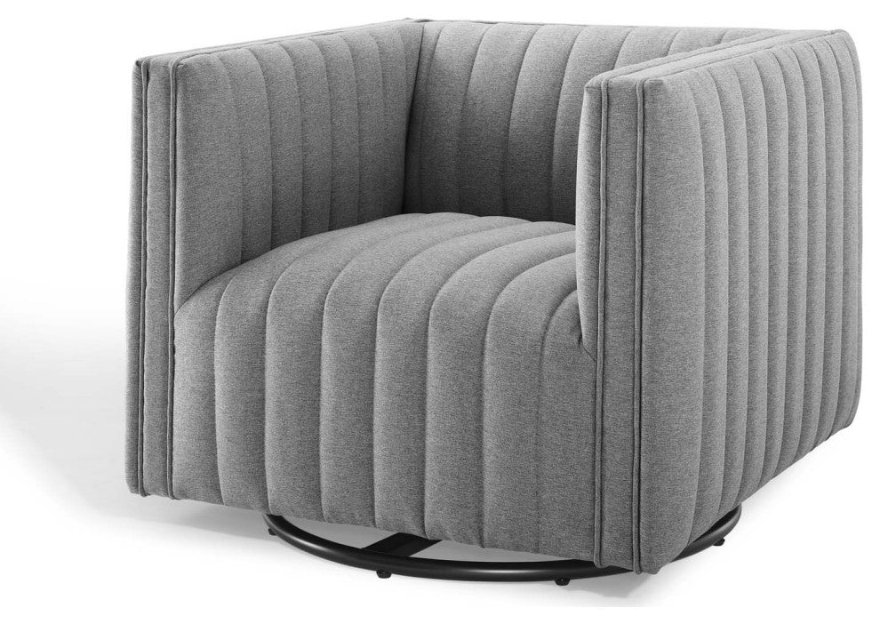 Tufted Armchair Accent Chair, Fabric, Gray, Modern, Lounge Hospitality