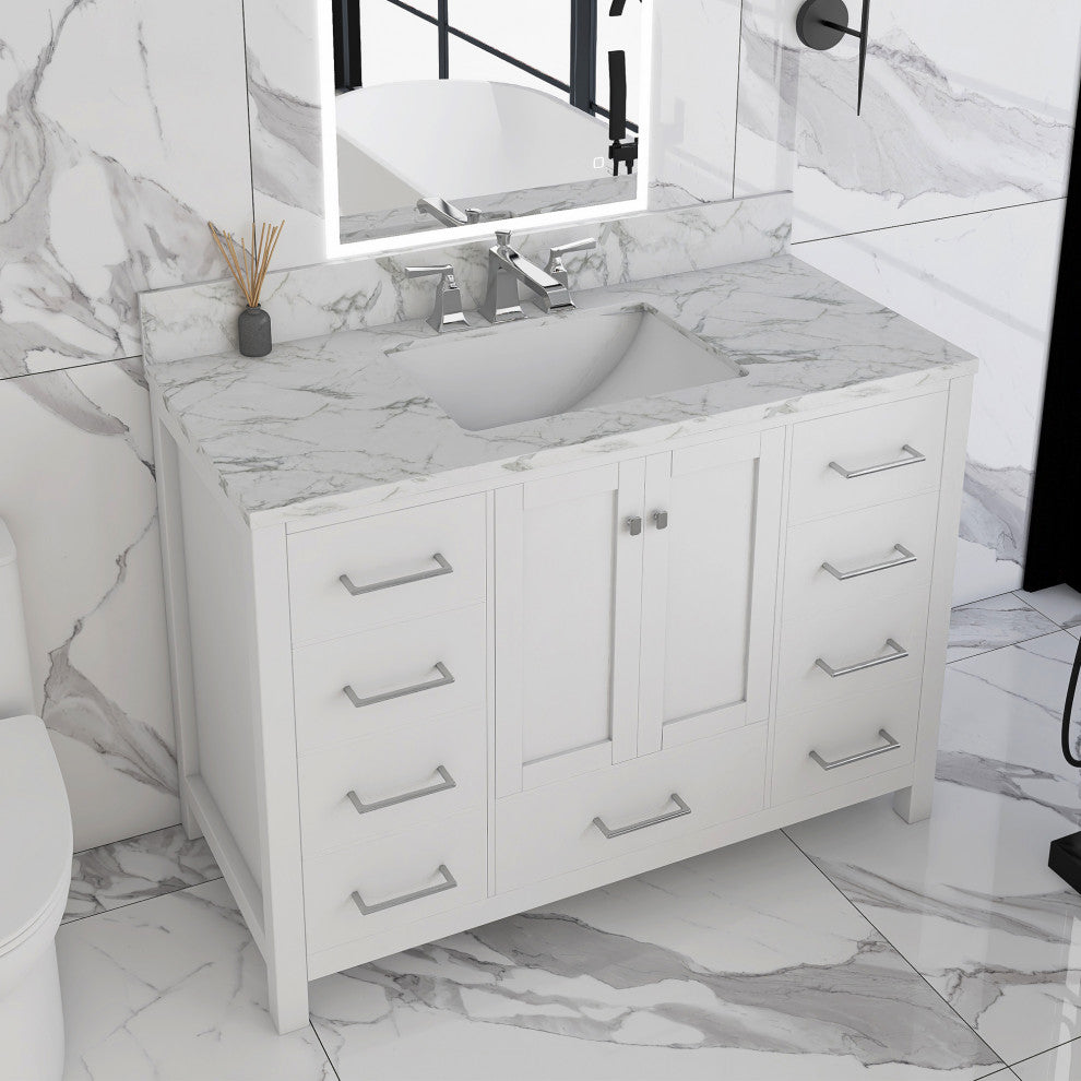 48" Single Bathroom Vanity Set with Marble Top
